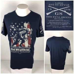 Grunt Style Mens Large Shirt Blue This Well Defend 100% Cotton Army USA EUC